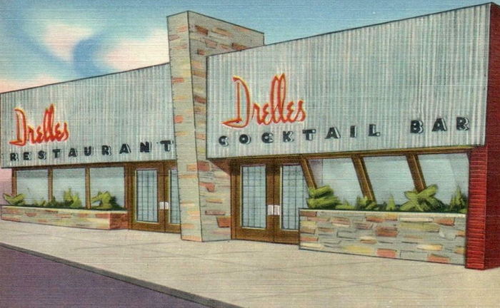 Drelles Restaurant and Cocktail Bar - Vintage Postcard (newer photo)